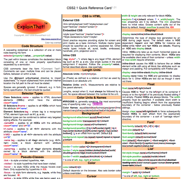 CSS Quick Reference