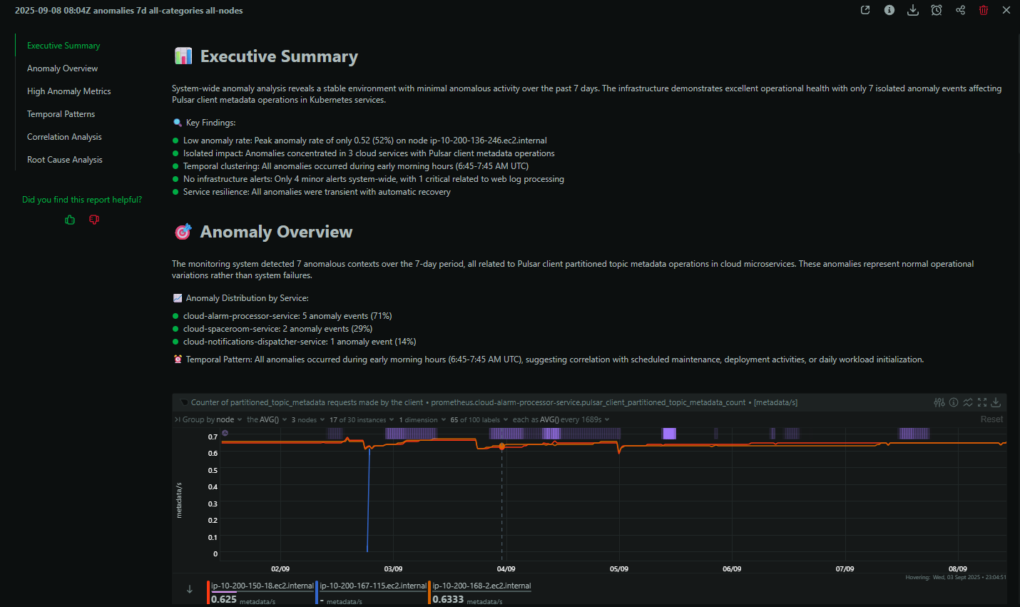 Anomaly Analysis report example