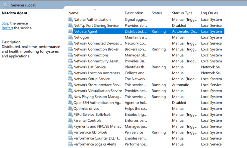 Windows Services - Netdata