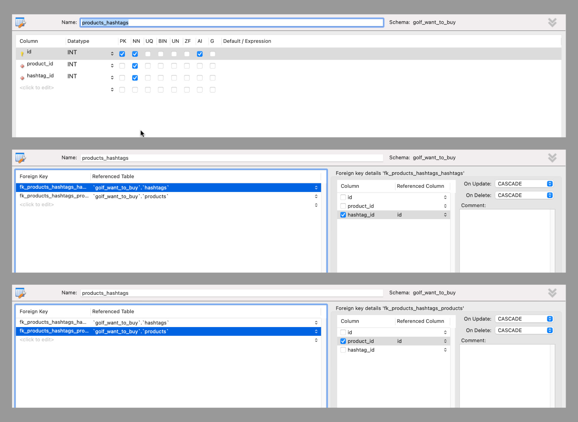 products_hashtags table structure