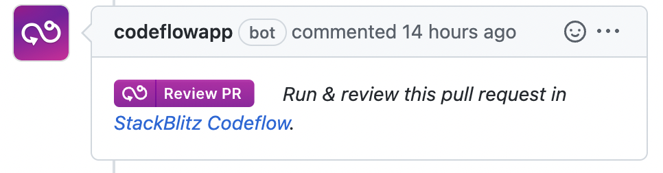 StackBlitz bot in action