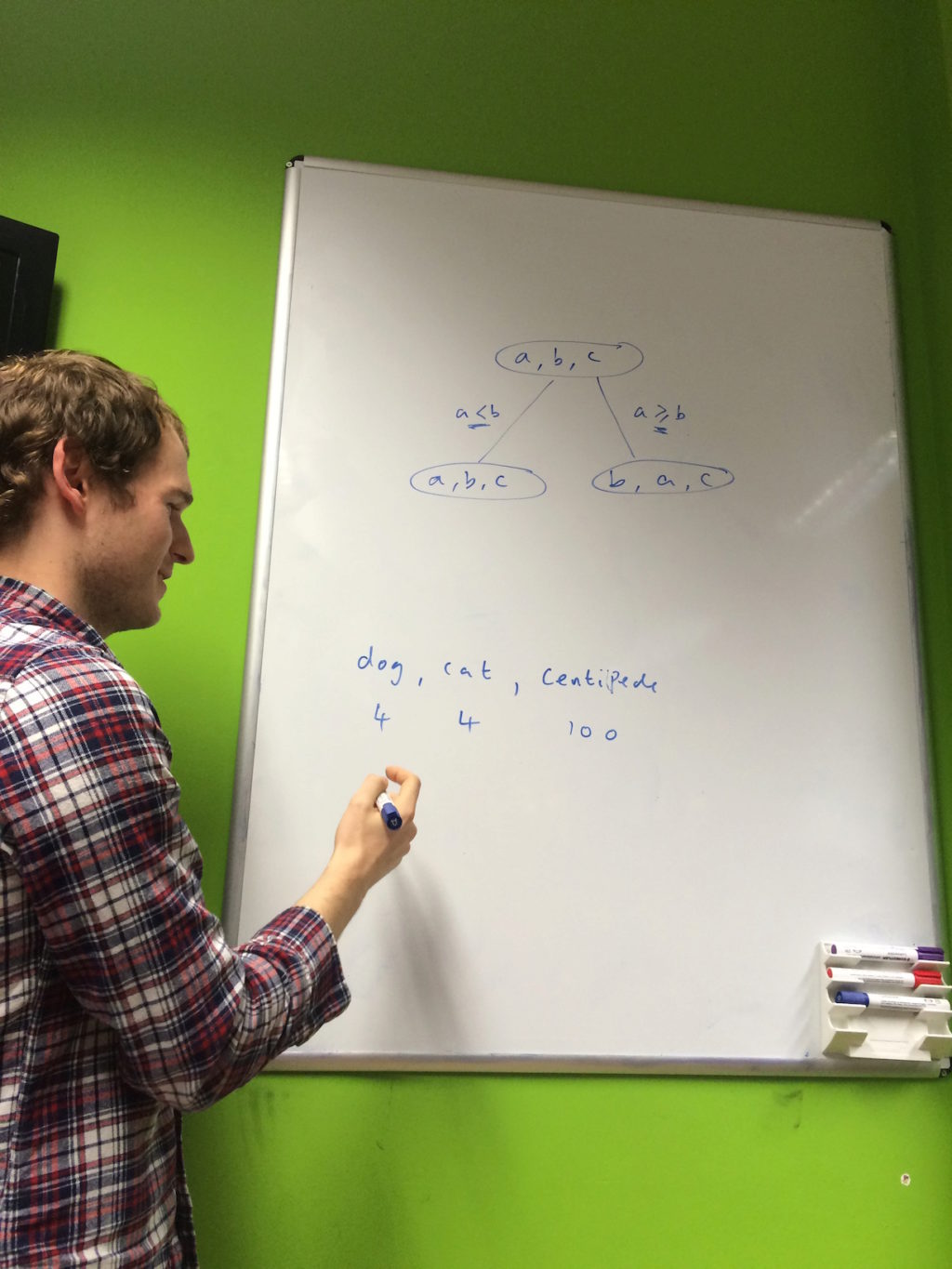 Chris explaining stable sorting