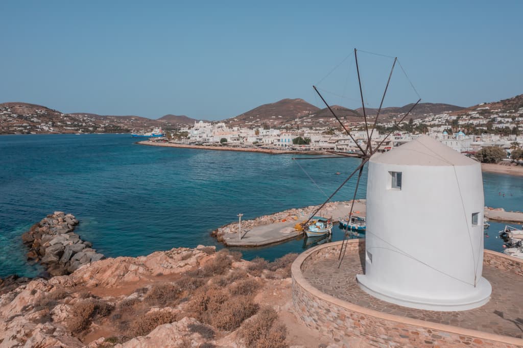 Naxos to Paros ferry takes you to Parikia - the island's port town.