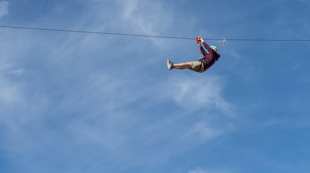 Ziplining is one of the best day trips from Bacalar. 