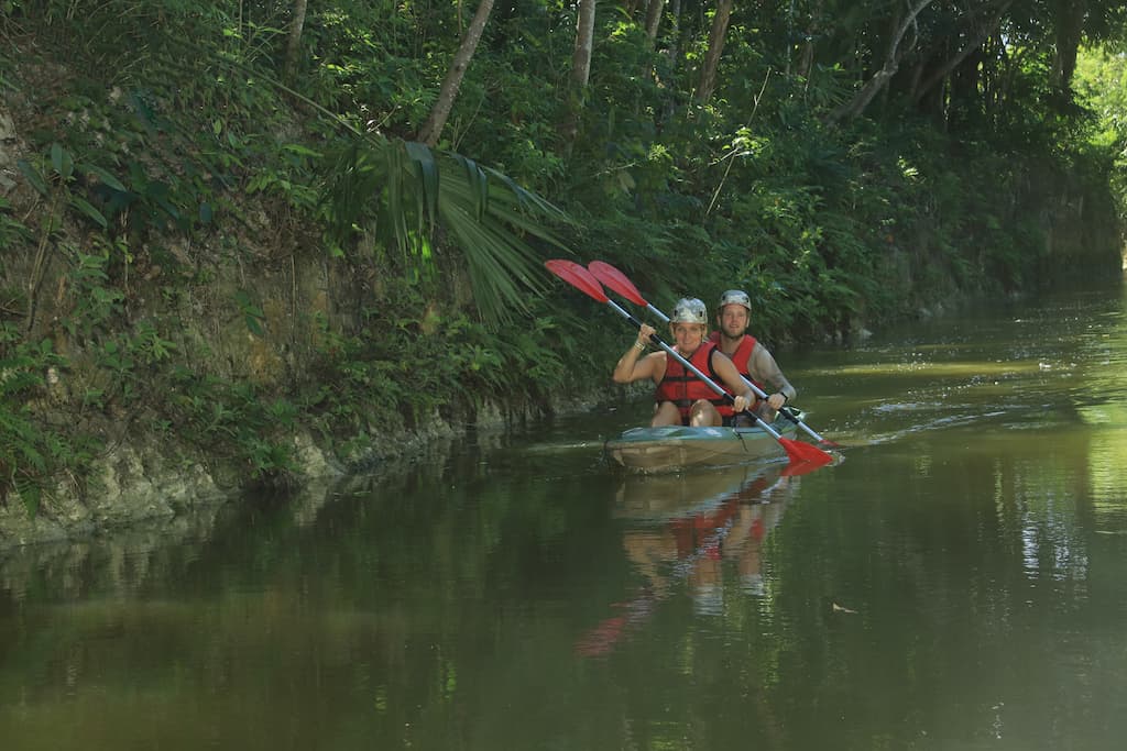 Kayaking through the canals of Cancun Xcaret.