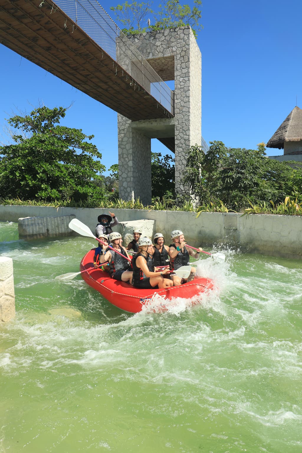 Navigating the rapids at Xavage park by Xcaret.