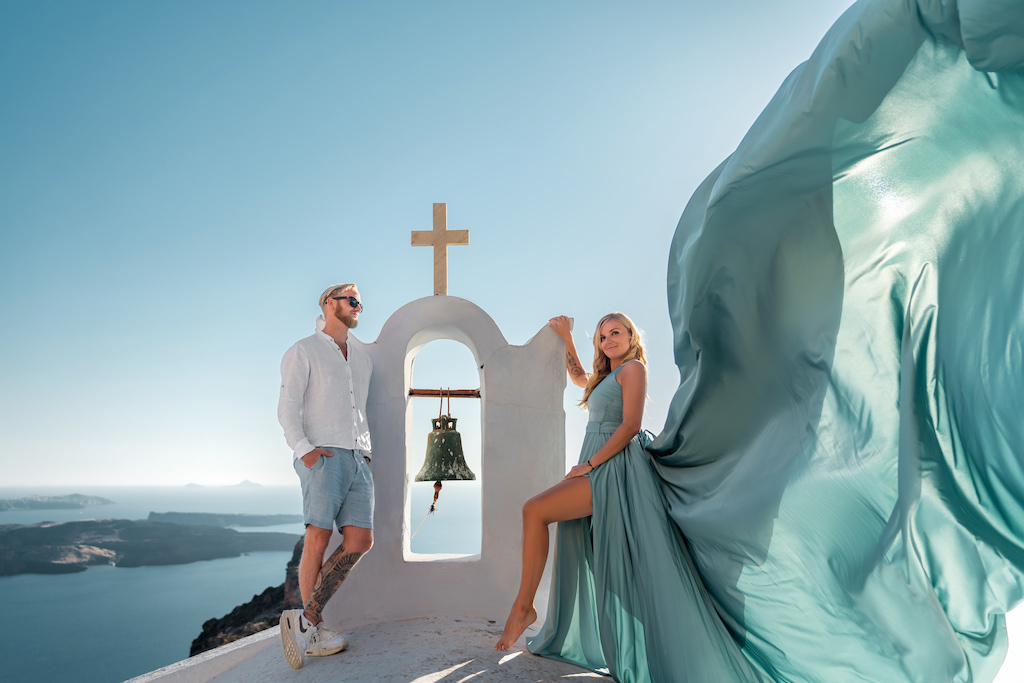 Doing the Flying Dress Santorini shoot as a couple.