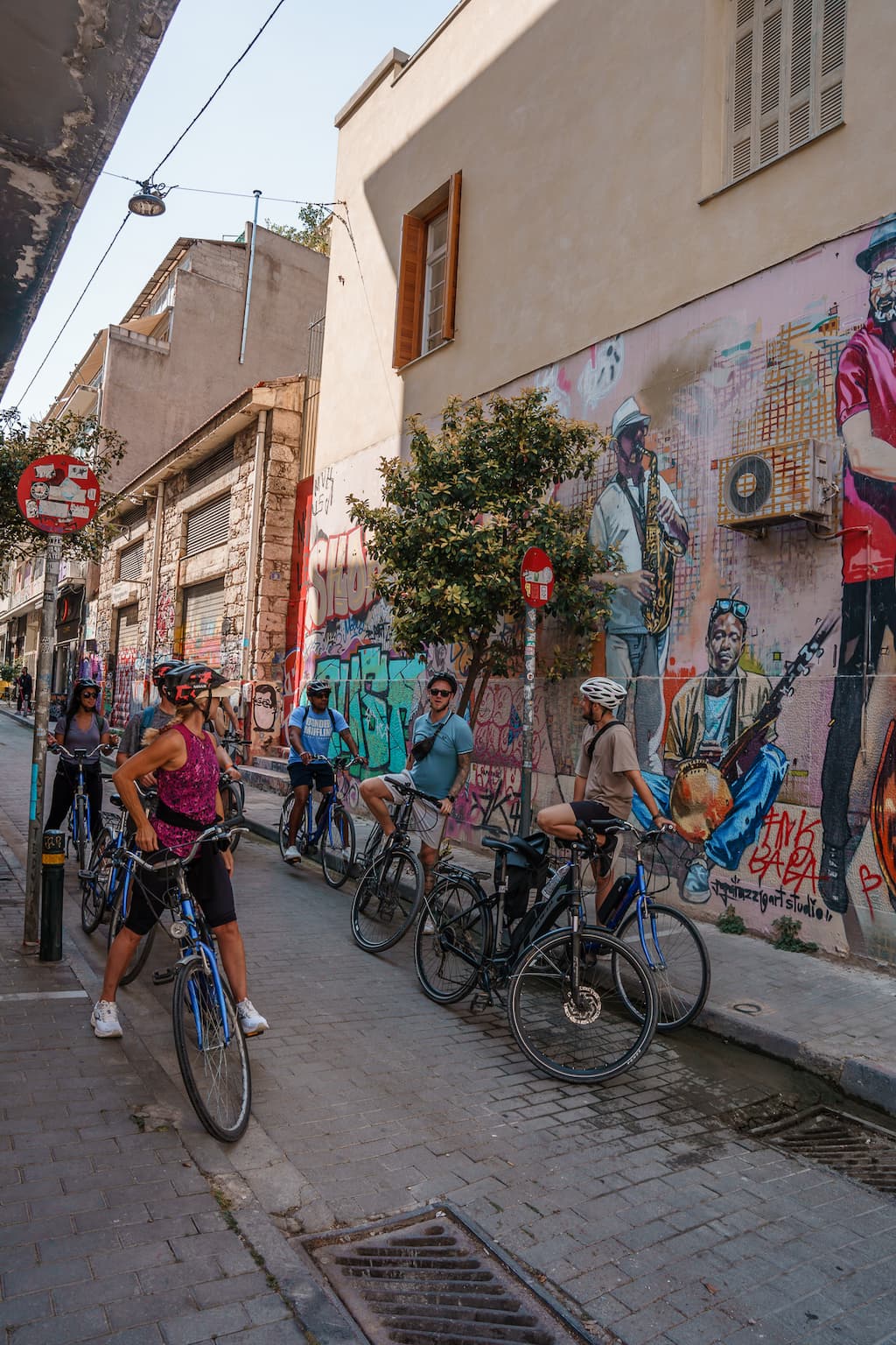 Our Athens Bike Tour took us through the colourful neighbourhood of Psyri. 