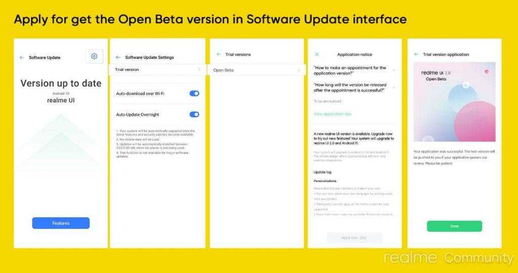 Apply for Open Beta Realme UI