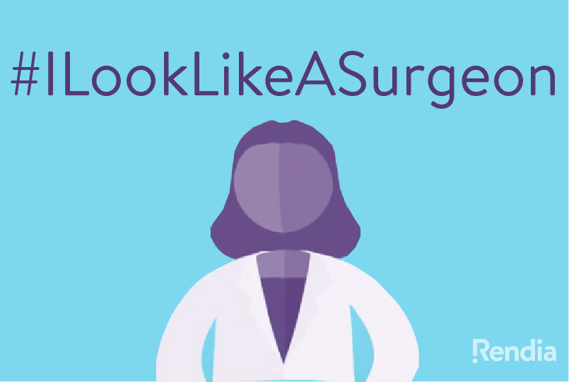 Graphic of a female doctor with the hashtag I Look Like A Surgeon
