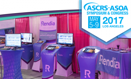 Rendia's booth at ASCRS featured several display screens using the Rendia TV stick.