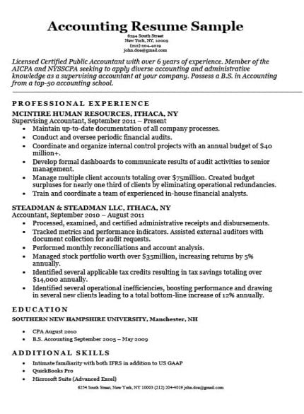 Accounting resume examples entry level