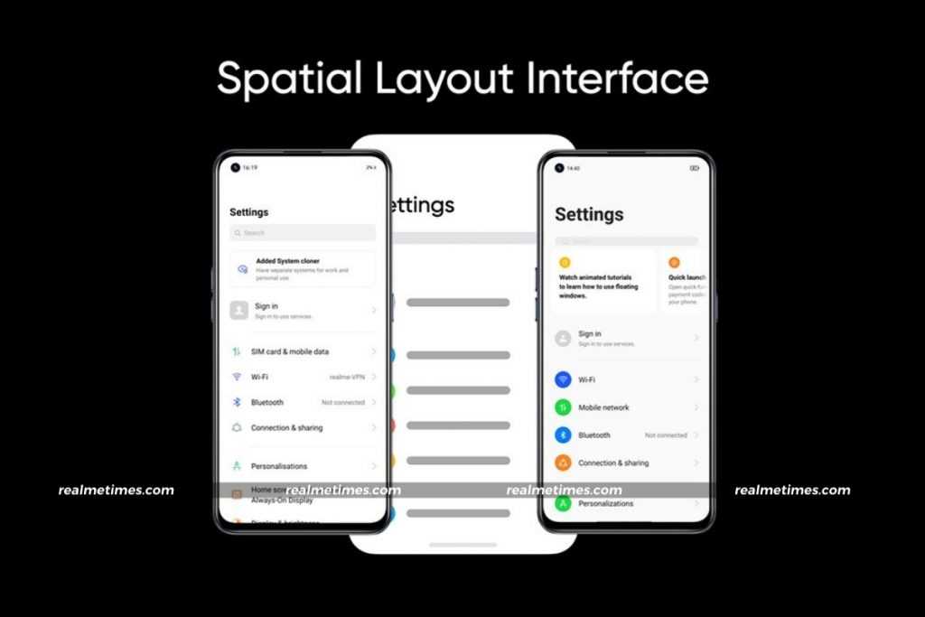 realme UI 3.0 Spacial Layout Interface