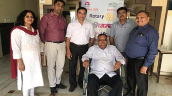 Rotary Club of Rewari Main donated a wheel chair to Mr. Keshav Kumar resident of Qutubpur Rewari