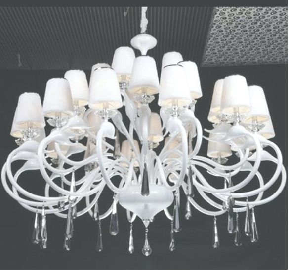 Featured Photo of Large Contemporary White Crystal Chandelier
