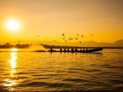 Longtail Boat at Sunset, Inle Lake, Myanmar