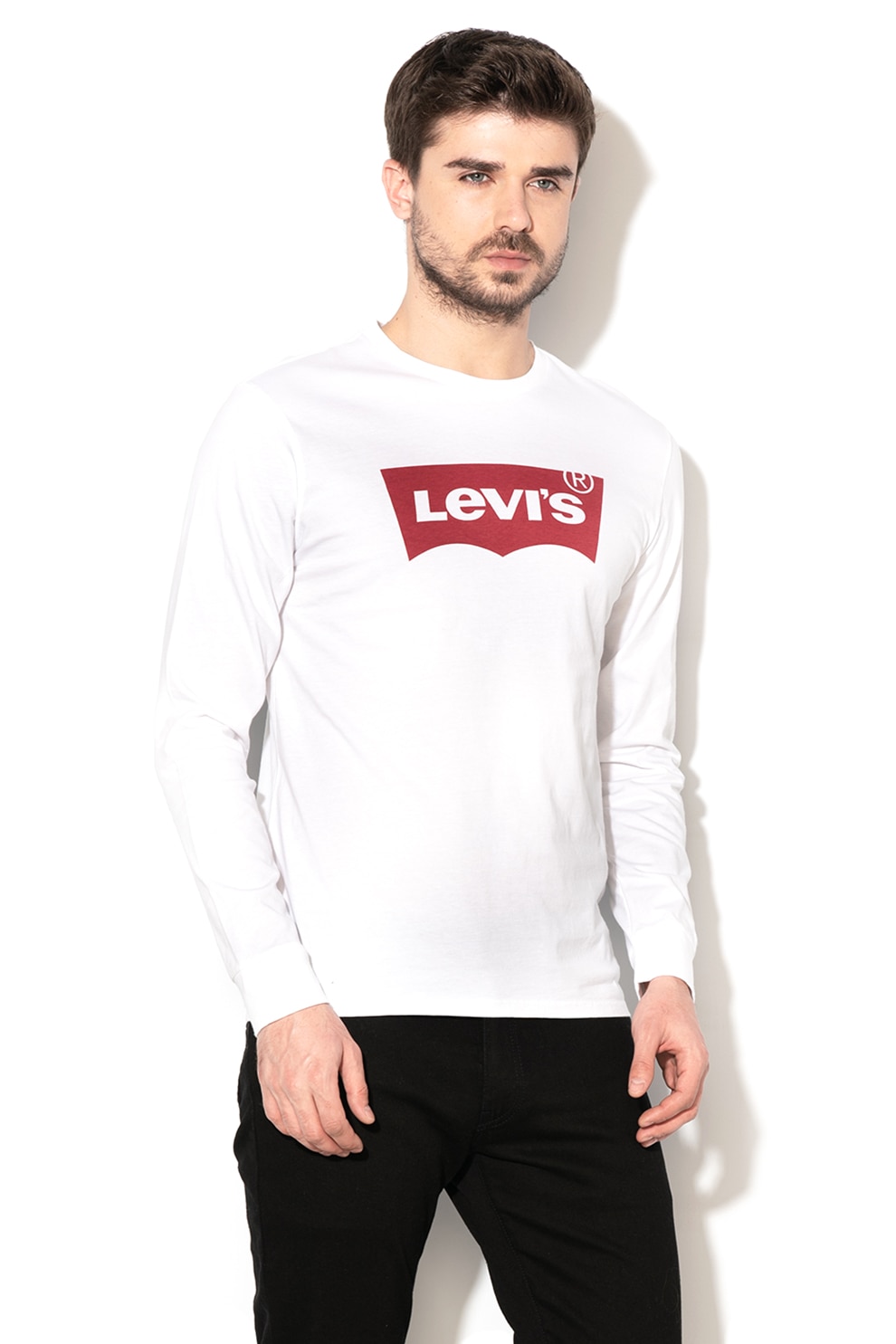 Levi's, Bluza de bumbac cu imprimeu logo, Alb