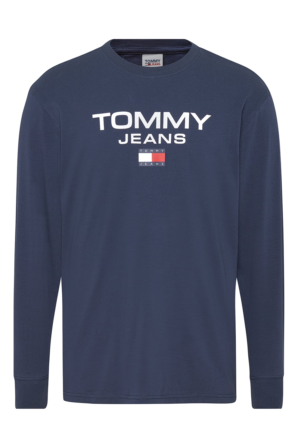 Tommy Jeans, Bluza de bumbac organic cu imprimeu logo contrastant, Alb/Bleumarin