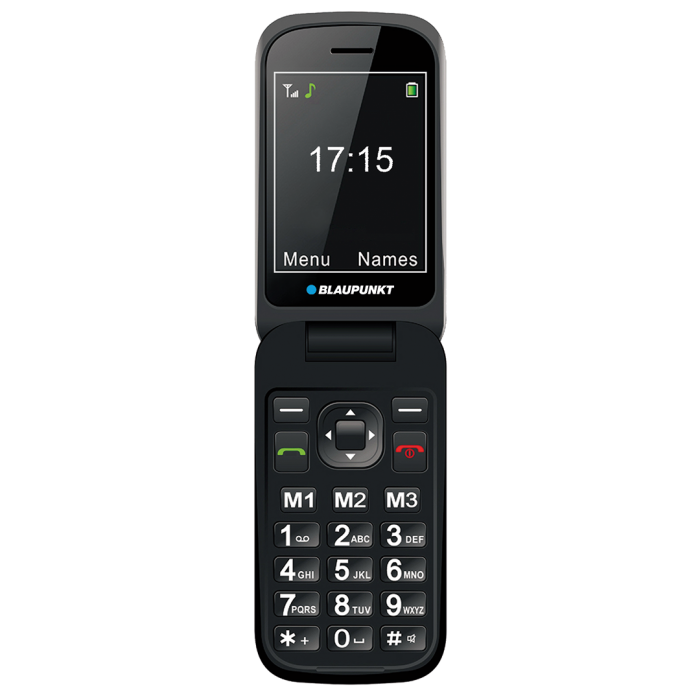 Telefon Blaupunkt BS08, Cu clapeta, 32MB intern, slot card memorie, 32MB RAM, 2G, Negru