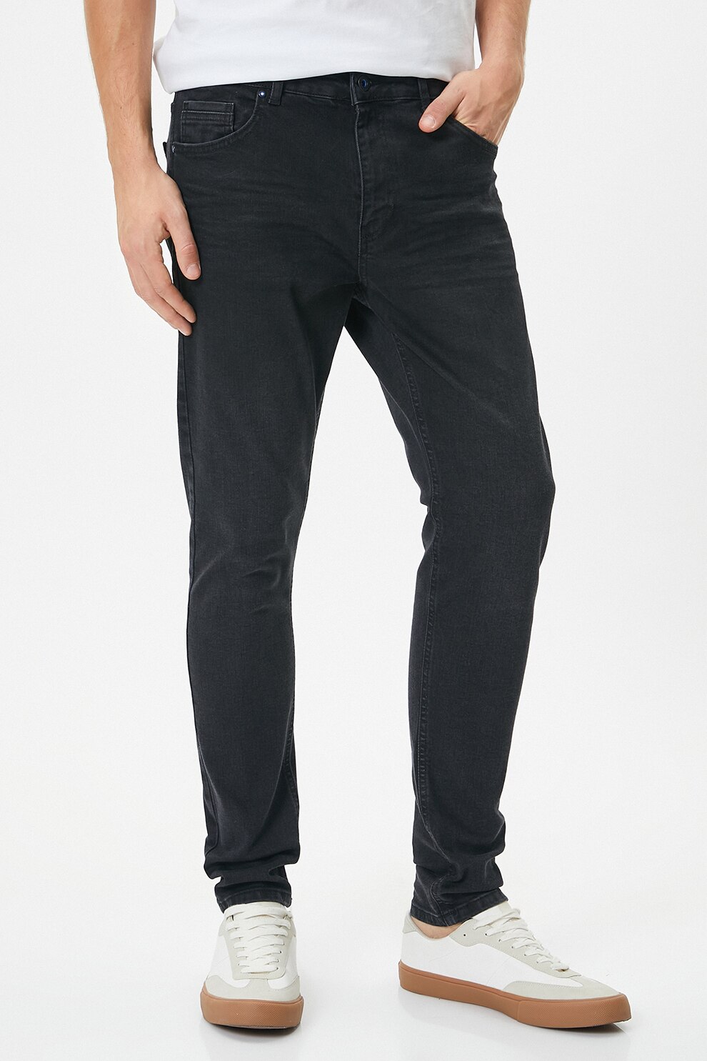 KOTON, Blugi super skinny Justin, Negru stins