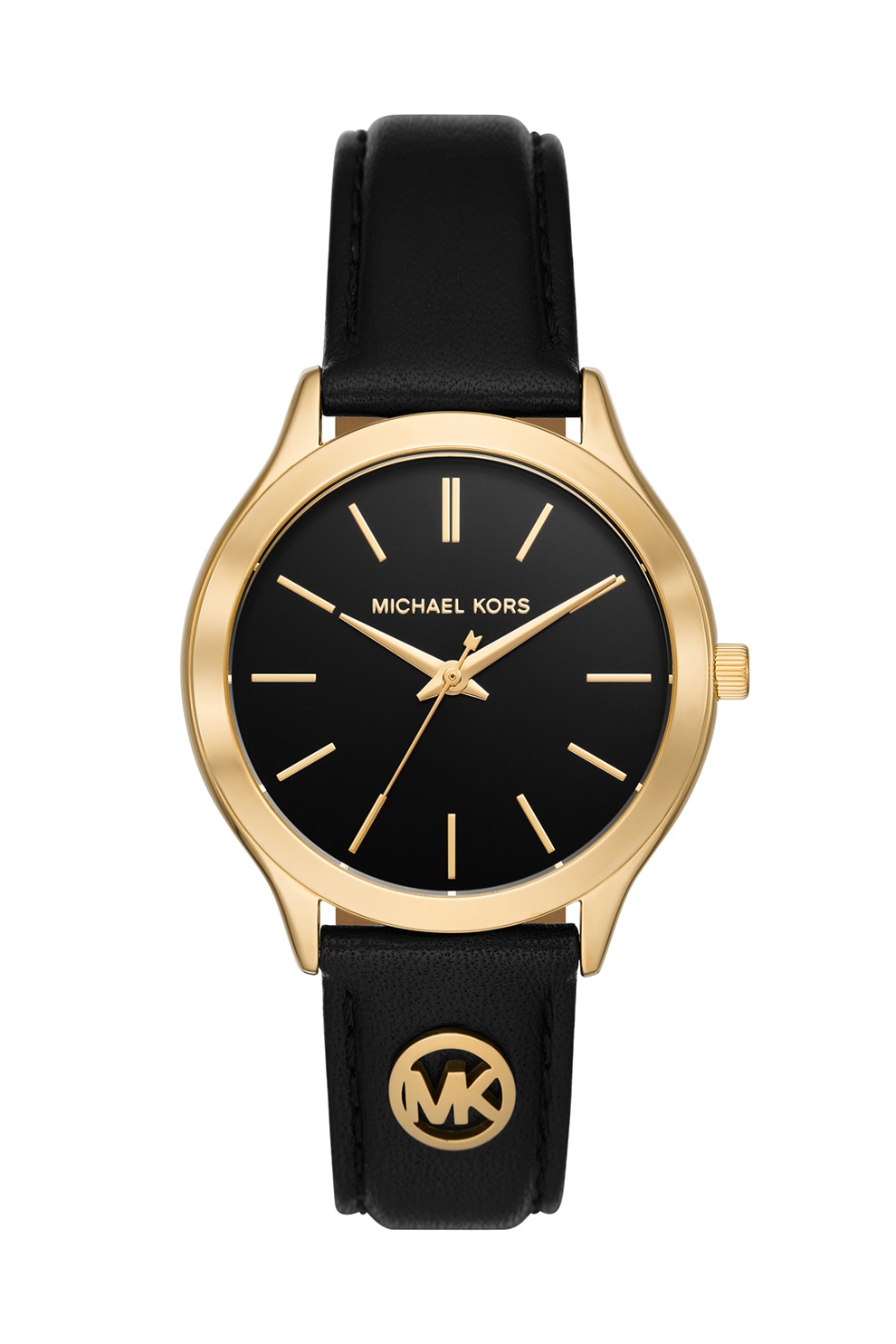 Michael Kors, Ceas analog cu o curea din piele, Auriu, Negru