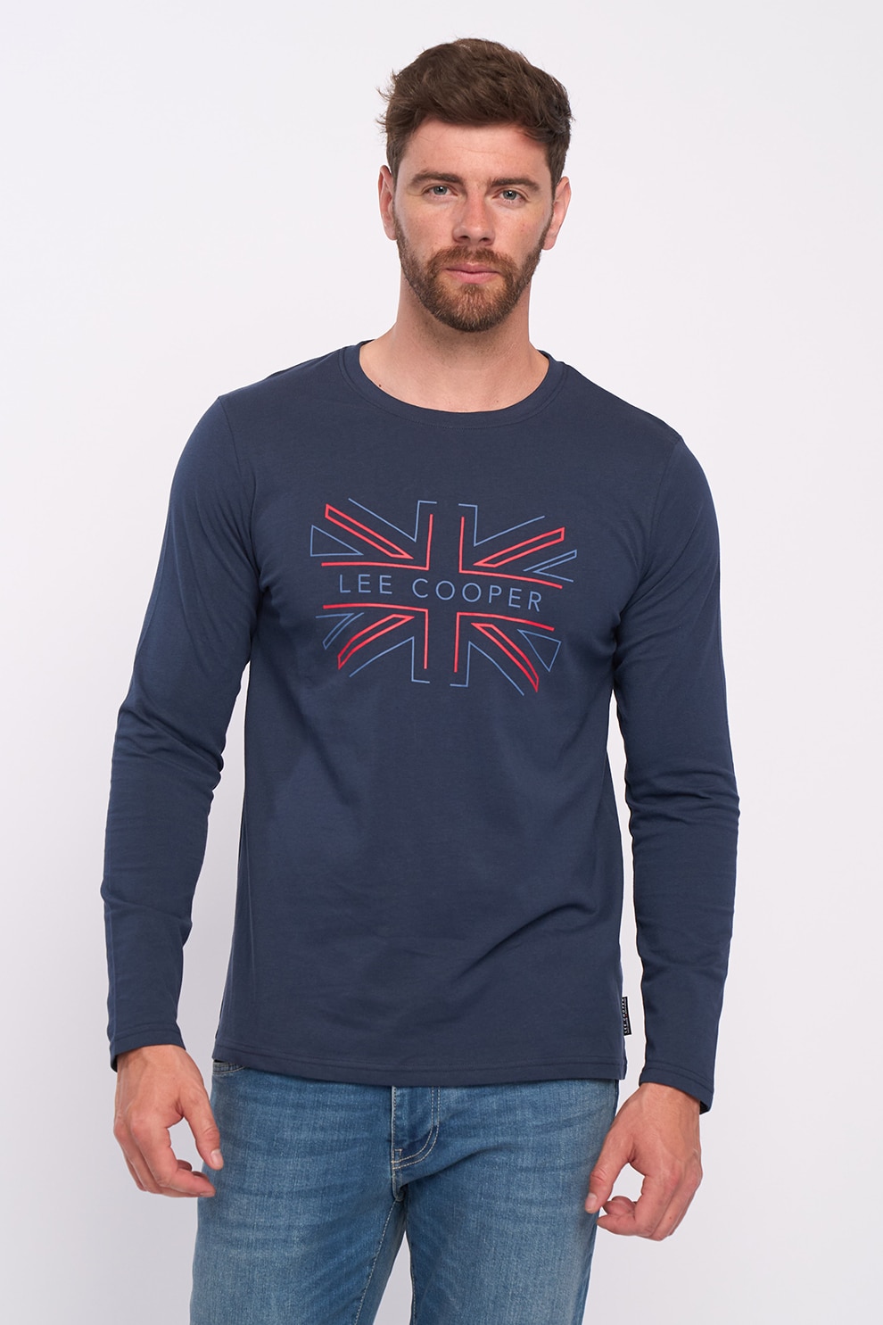 Bluza Lee Cooper cu imprimeu logo, Rosu/Bleumarin