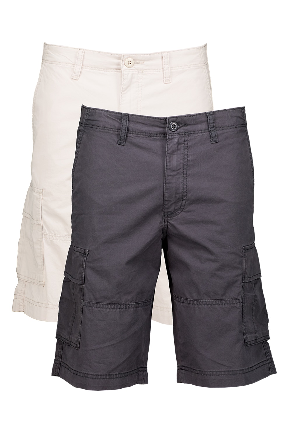 Jack & Jones, Set de pantaloni scurti cargo de bumbac - 2 perechi, Gri antracit/Crem