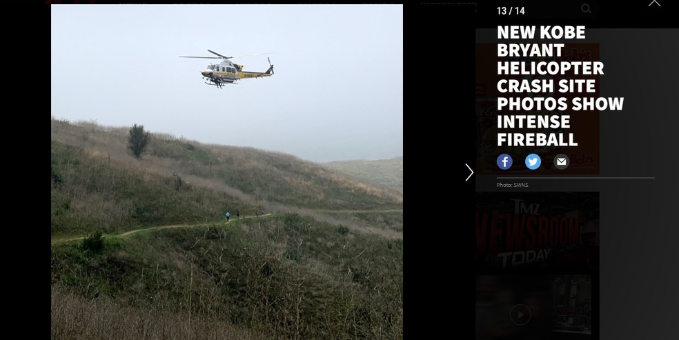 Helicóptero queda Kobe Bryant — Foto: Reprodução