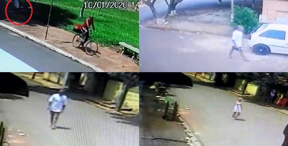 Vídeo mostra dois momentos em que suspeito fica perto da garota — Foto: Divulgação/Câmeras de Segurança