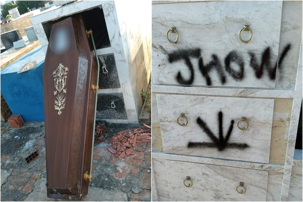 Polícia investiga ato vandalismo em cemitério de Tatuí — Foto: Arquivo Pessoal 
