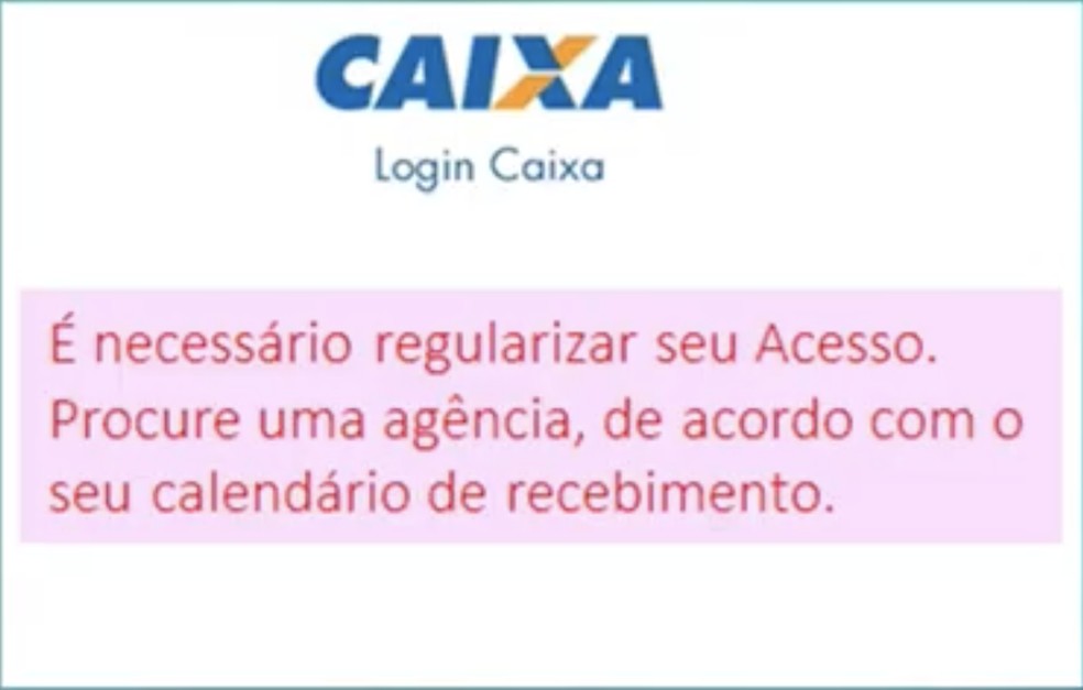 Tela que indica bloqueio de conta no app Caixa Tem — Foto: Divulgação/CAIXA