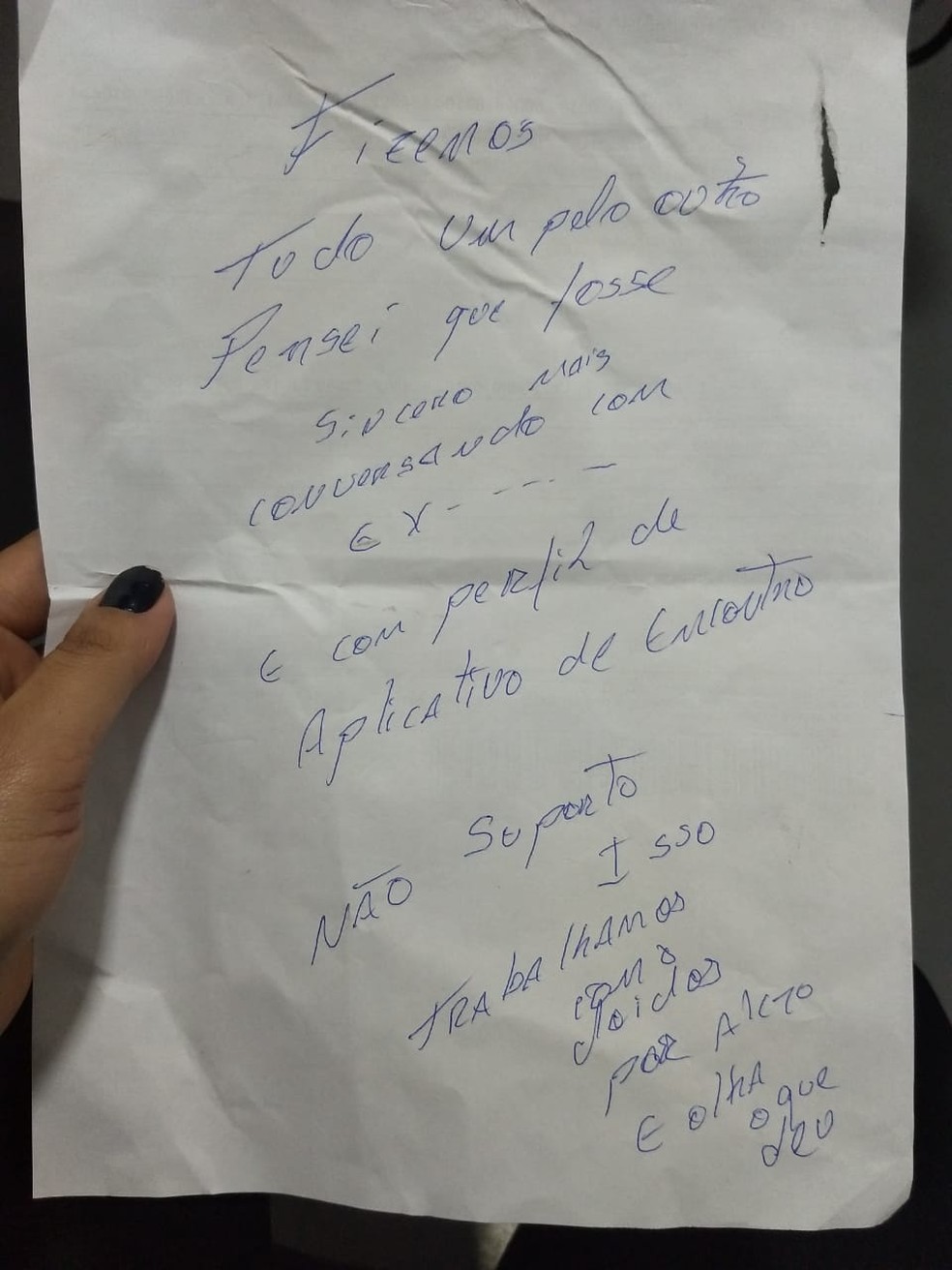 Carta foi recolhida pela Polícia Civil em Sorocaba — Foto: Arquivo