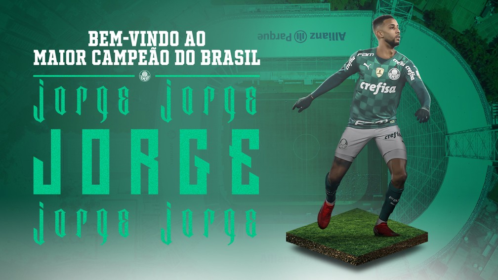 Palmeiras anuncia a contratação do lateral Jorge — Foto: Reprodução / Site do Palmeiras
