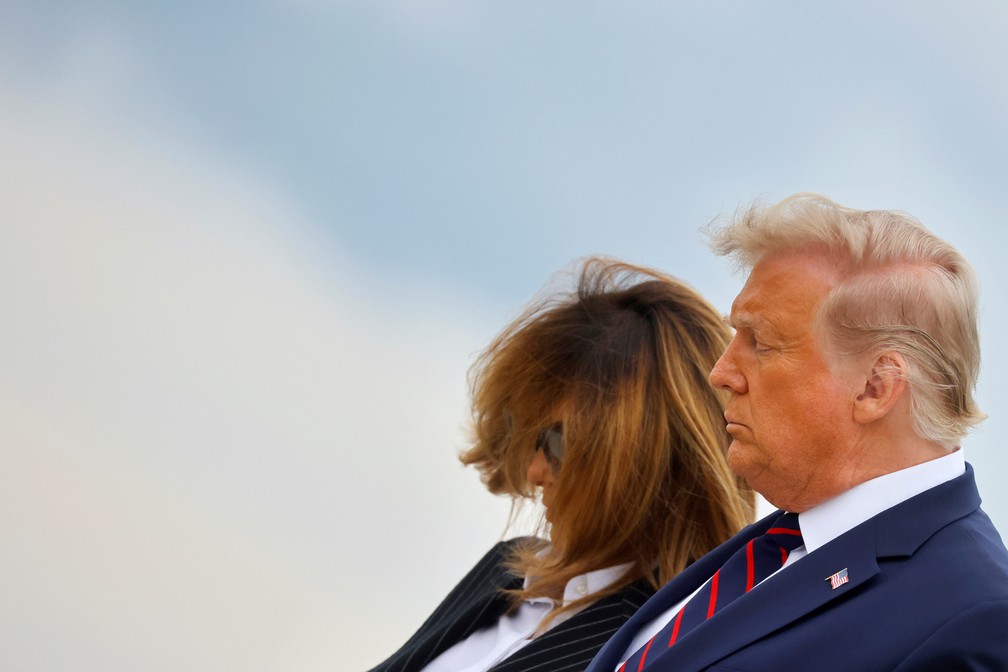 Donald e Melania Trump no dia 29 de setembro de 2020 — Foto: Carlos Barria/Reuters