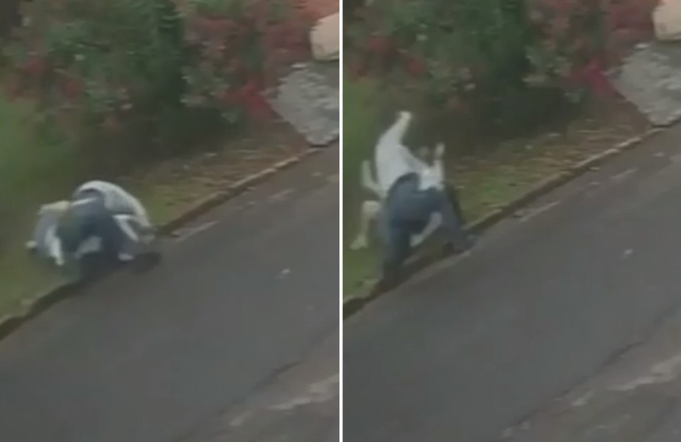 Vídeo mostra homem esfaqueando mulher no meio da rua em Avaré — Foto: Reprodução