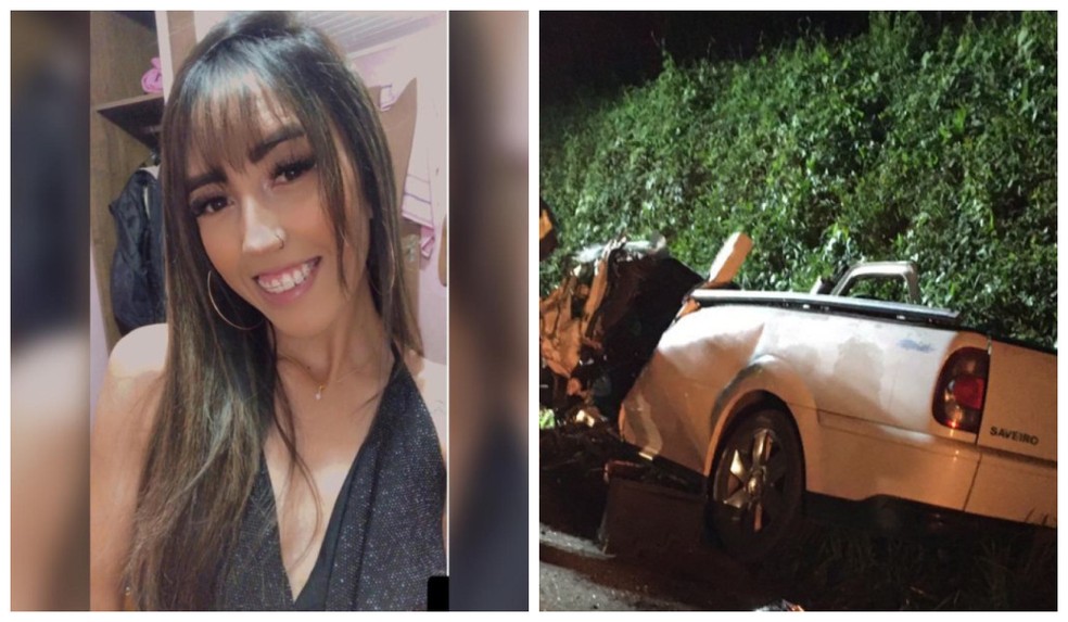 Maisa morreu após sofrer um acidente em Joaçaba — Foto: Redes sociais/ Reprodução e Corpo de Bombeiros/ Divulgação
