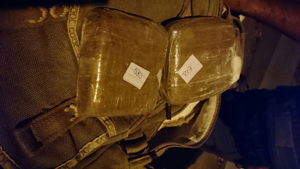 Os dois pacotes tinham 1,4 quilos de cocaína (Foto: Polícia Rodoviária/Divulgação)