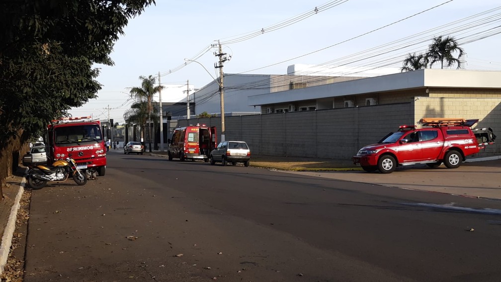 Equipes do Corpo de Bombeiro atuam contra incêndio no distrito industrial de Piracicaba — Foto: Edijan Del Santo/ EPTV