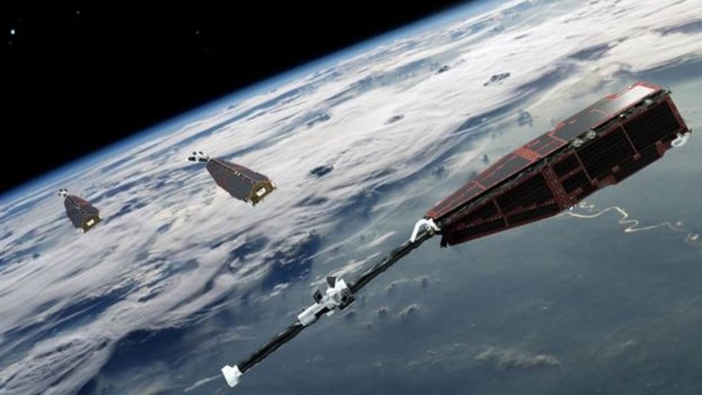 Os satélites Swarm satellites foram lançados em 2013 para estudar o campo magnético da Terra (Foto: ESA)