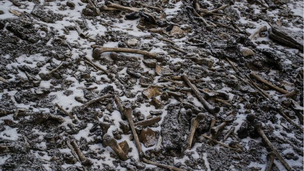 Local guarda algo entre 600 e 800 ossadas — Foto: HIMADRI SINHA ROY/BBC