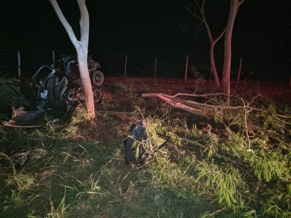 Veículo atingiu uma árvore após capotar em Ibitinga  — Foto: Alexandre Donizete / Arquivo pessoal 