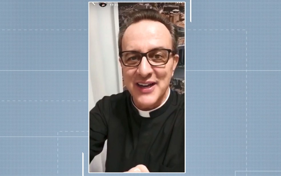 Padre Pedro Leandro Ricardo em vídeo postado em 2020 — Foto: Reprodução/EPTV