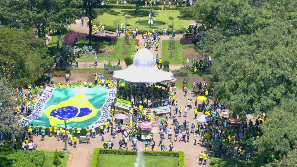 Protesto pró-governo em Belo Horizonte — Foto: Reprodução/TV Globo