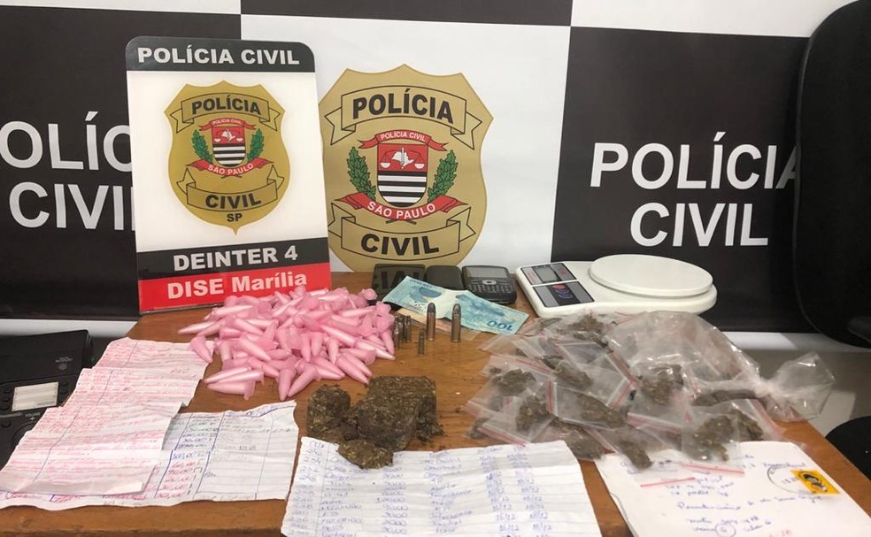 Drogas foram apreendidas nesta quinta-feira (25) em Marília — Foto: Polícia Civil e Polícia Militar/Divulgação