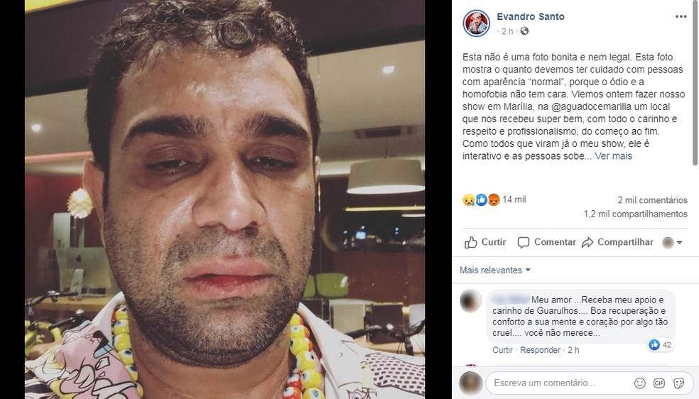 Humorista fez uma publicação nas redes sociais contando o episódio que aconteceu em Marília — Foto: Facebook/Reprodução