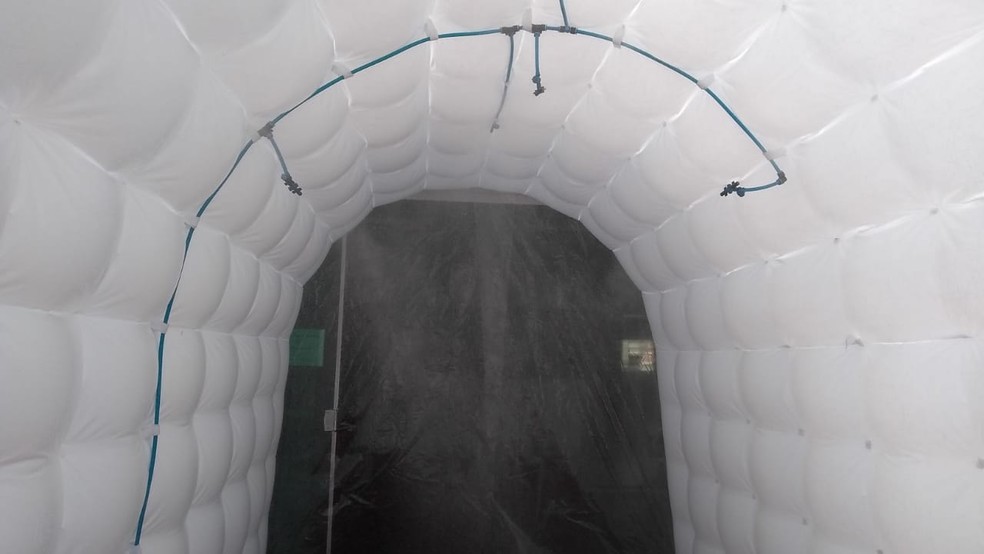 Prefeitura de Boituva instala túnel de desinfecção na cidade com objetivo de conter avanço do novo coronavírus — Foto: Prefeitura de Boituva/Divulgação