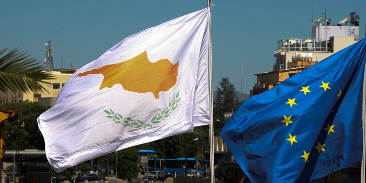 Cyprus and EU's flags