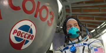 NASA astronaut Mark Vande Hai in Russian Space training Center