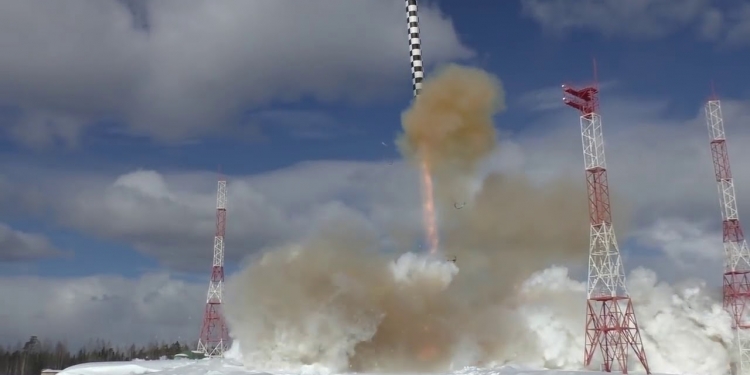 ICBM RS-28 "Sarmat" missle test launch