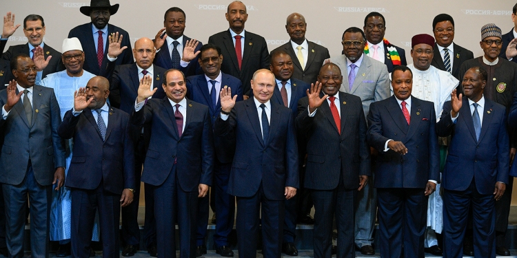 Russian President Vladimir Putin with African Union leaders
